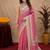  pink white chanderi cotton blend printed  1 minute ready to wear saree with unstitched blouse piece