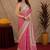  pink white chanderi cotton blend printed  1 minute ready to wear saree with unstitched blouse piece