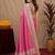  pink white chanderi cotton blend printed  1 minute ready to wear saree with unstitched blouse piece