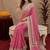  pink white chanderi cotton blend printed  1 minute ready to wear saree with unstitched blouse piece