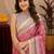  pink white chanderi cotton blend printed  1 minute ready to wear saree with unstitched blouse piece