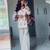 White cotton poly embroidered palazzo set