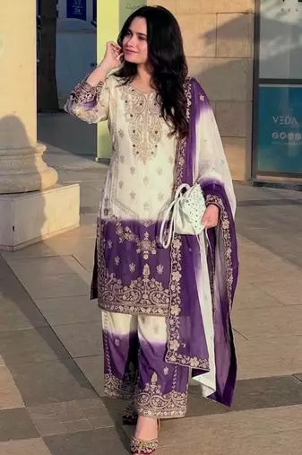 Multicolor georgette embroidered palazzo set