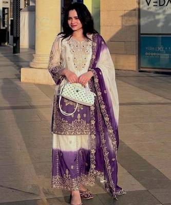 Multicolor georgette embroidered palazzo set 2