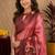  pink maroon chanderi cotton blend printed 1 minute ready to wear saree with unstitched blouse piece