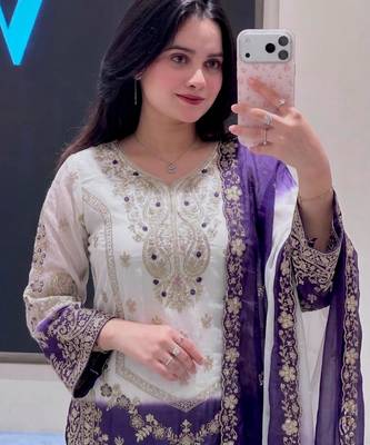 Multicolor georgette embroidered palazzo set 3