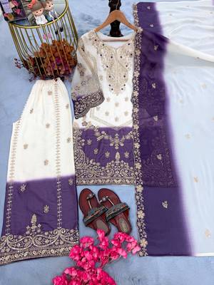 Multicolor georgette embroidered palazzo set 4