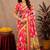  pink chanderi cotton blend printed work 1 minute ready to wear saree with unstitched blouse piece