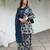 Navy-blue cotton poly printed farshi salwar set