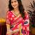  pink chanderi cotton blend printed work 1 minute ready to wear saree with unstitched blouse piece