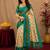 cream teal chanderi cotton blend printed  1 minute ready to wear saree with unstitched blouse piece