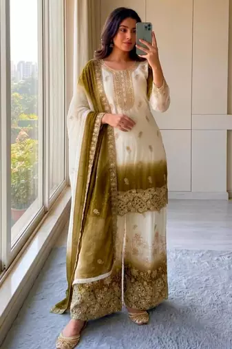 Multicolor georgette embroidered palazzo set