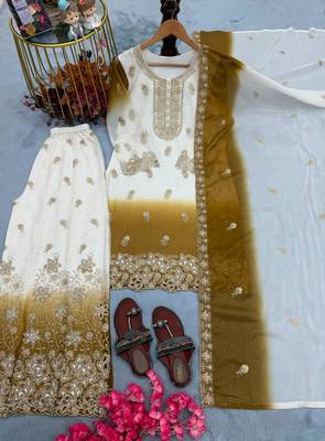 Multicolor georgette embroidered palazzo set 2
