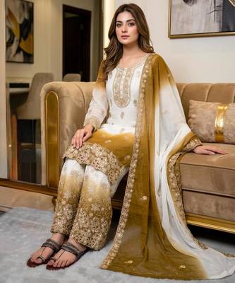 Multicolor georgette embroidered palazzo set 3