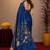  blue chanderi cotton blend printed work 1 minute ready to wear saree with unstitched blouse piece