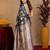  blue beige chanderi cotton blend printed  1 minute ready to wear saree with unstitched blouse piece