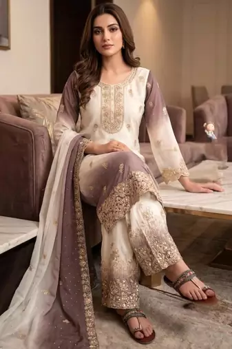 Multicolor georgette embroidered palazzo set