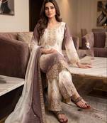 Multicolor georgette embroidered palazzo set