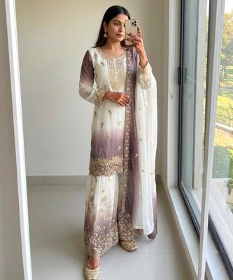 Multicolor georgette embroidered palazzo set 2