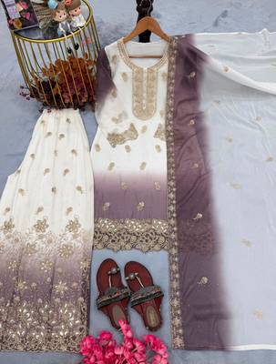 Multicolor georgette embroidered palazzo set 3
