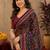  blue purple chanderi cotton blend printed 1 minute ready to wear saree with unstitched blouse piece