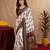  white coffee chanderi cotton blend printed 1 minute ready to wear saree with unstitched blouse piece