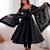 Black silk blend embroidered anarkali set