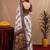 white coffee chanderi cotton blend printed 1 minute ready to wear saree with unstitched blouse piece