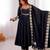Black silk blend embroidered anarkali set