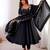 Black silk blend embroidered anarkali set