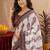  white coffee chanderi cotton blend printed 1 minute ready to wear saree with unstitched blouse piece