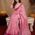 baby pink chanderi cotton blend printed  1 minute ready to wear saree with unstitched blouse piece