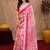  baby pink chanderi cotton blend printed  1 minute ready to wear saree with unstitched blouse piece