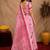  baby pink chanderi cotton blend printed  1 minute ready to wear saree with unstitched blouse piece