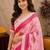  baby pink chanderi cotton blend printed  1 minute ready to wear saree with unstitched blouse piece