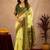  lemon mehendi chanderi cotton blend printed 1 minute ready to wear saree with unstitched blouse piece