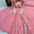 Pink silk blend embroidered anarkali set