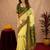  lemon mehendi chanderi cotton blend printed 1 minute ready to wear saree with unstitched blouse piece