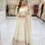 Cream silk blend embroidered flared gown set