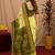  lemon mehendi chanderi cotton blend printed 1 minute ready to wear saree with unstitched blouse piece