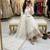 Cream silk blend embroidered flared gown set