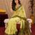  lemon mehendi chanderi cotton blend printed 1 minute ready to wear saree with unstitched blouse piece