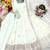 Cream silk blend embroidered flared gown set