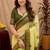 lemon mehendi chanderi cotton blend printed 1 minute ready to wear saree with unstitched blouse piece