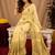  cream maroon chanderi cotton blend printed  1 minute ready to wear saree with unstitched blouse piece