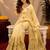  cream maroon chanderi cotton blend printed  1 minute ready to wear saree with unstitched blouse piece