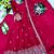 Maroon silk blend embroidered flared gown set