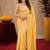  yellow cream chanderi cotton blend printed  1 minute ready to wear saree with unstitched blouse piece