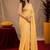  yellow cream chanderi cotton blend printed  1 minute ready to wear saree with unstitched blouse piece
