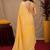  yellow cream chanderi cotton blend printed  1 minute ready to wear saree with unstitched blouse piece